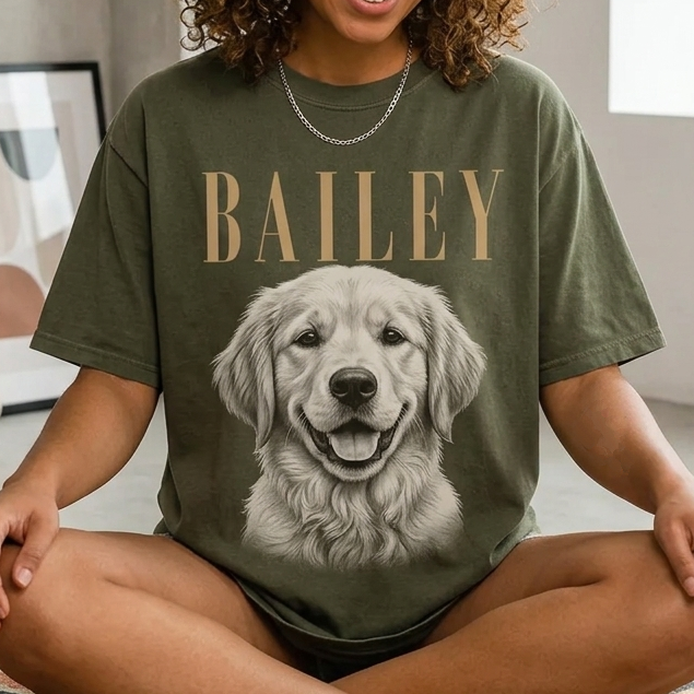 愛するペットの水彩画風オリジナルTシャツ Style2