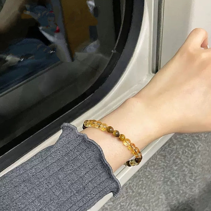 「開運・金運」シトリン＆タイガーアイブレスレット - 金運と決断力のWパワー