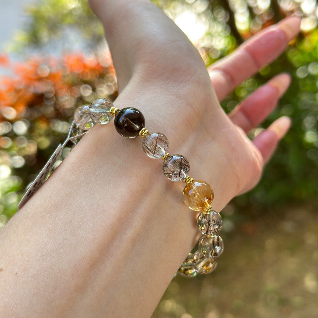 「浄化・プロテクション」天然スモーキークォーツブレスレット - 大地の癒しと強力なプロテクション