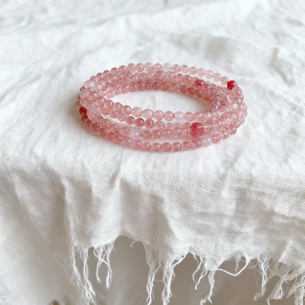 「恋愛・人間関係」【最強恋愛運】ブラジル産 鳩血紅ストロベリークォーツ ダブルブレスレット