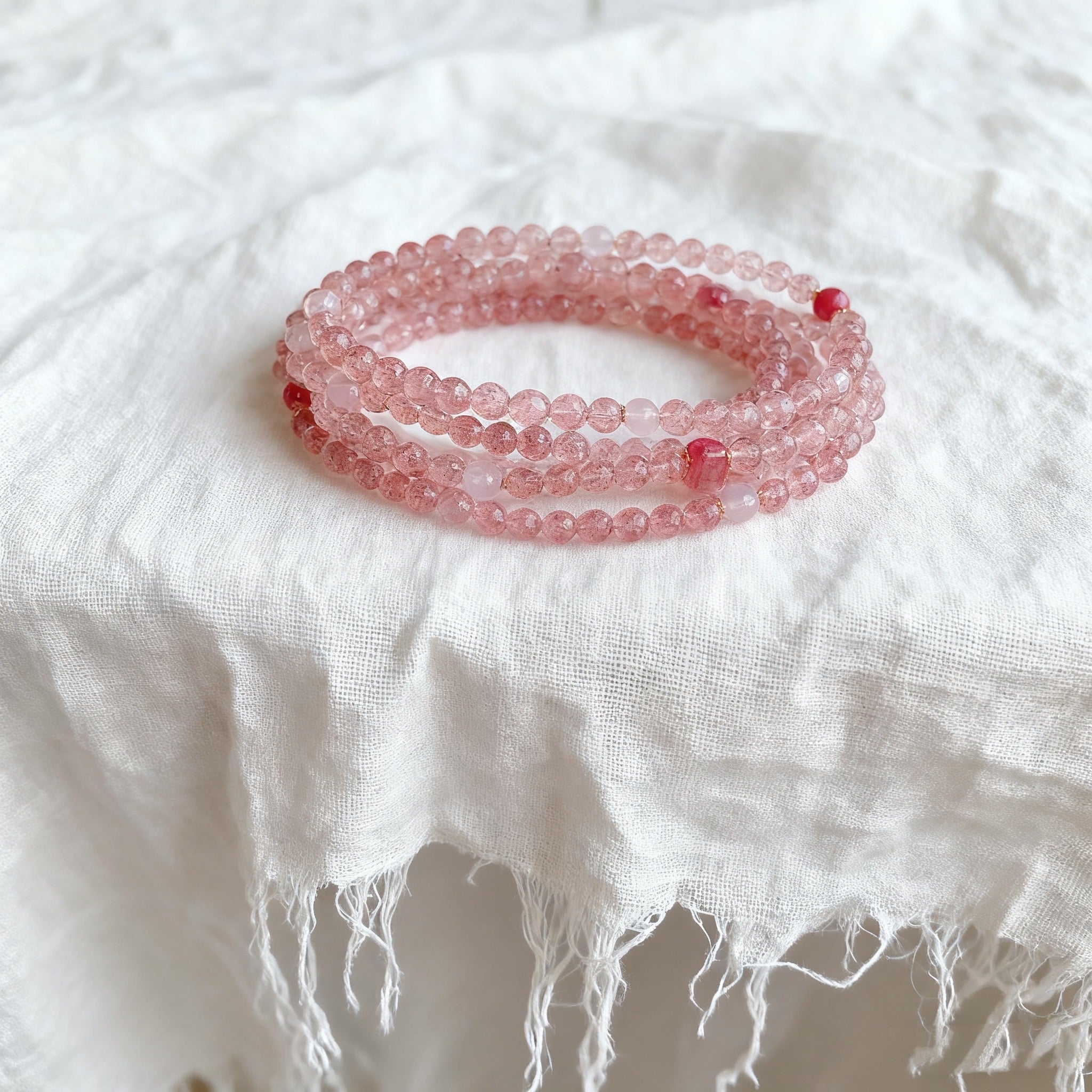 「恋愛・人間関係」【最強恋愛運】ブラジル産 鳩血紅ストロベリークォーツ ダブルブレスレット