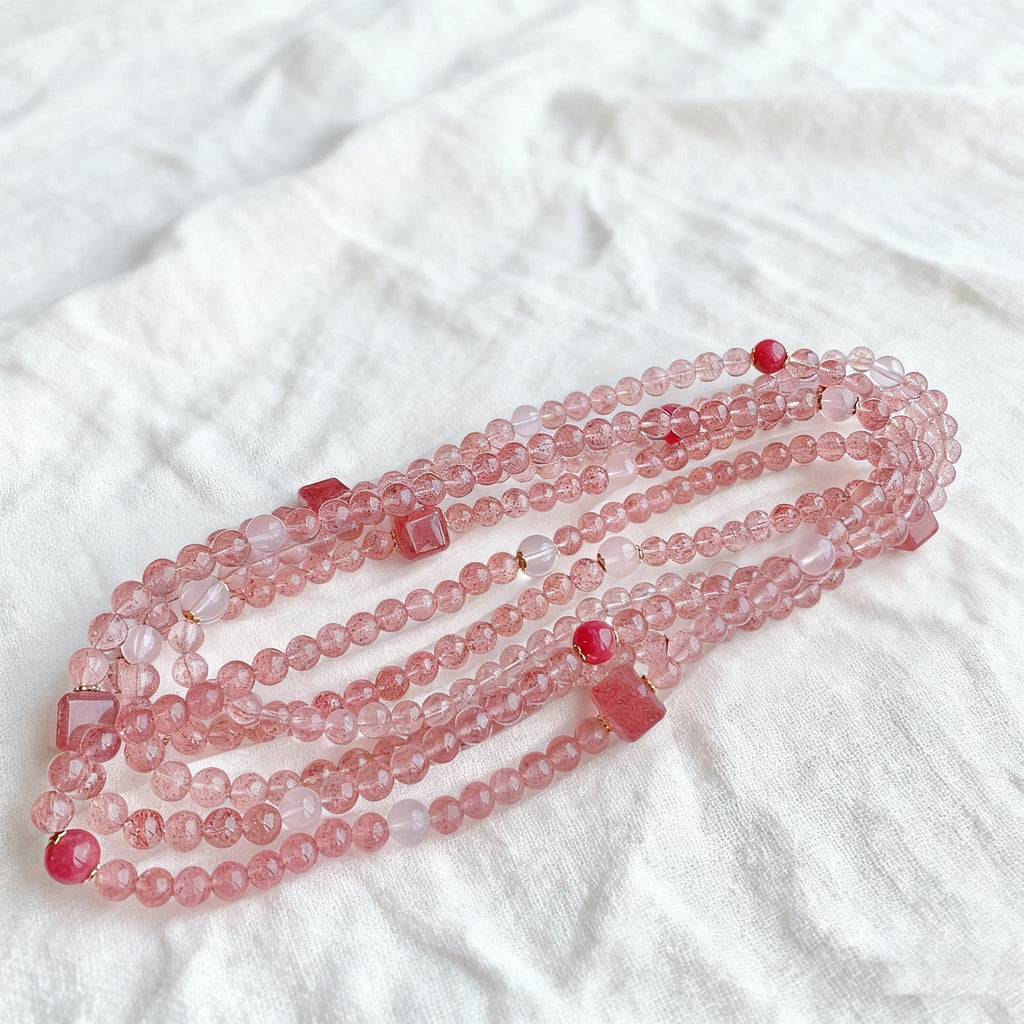 「恋愛・人間関係」【最強恋愛運】ブラジル産 鳩血紅ストロベリークォーツ ダブルブレスレット