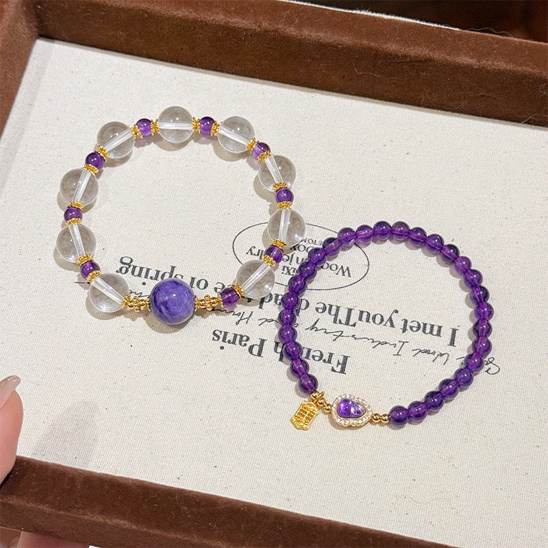 「知恵 · 学業」アメジストひょうたんペンダント - 知恵と幸運を招く守護の結晶