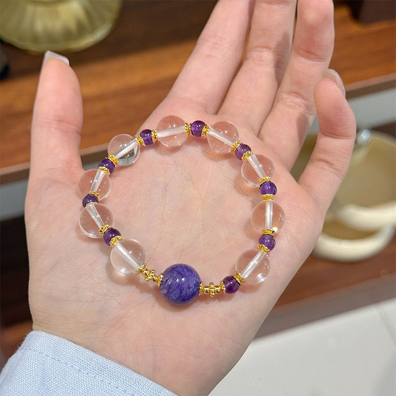 「知恵 · 学業」アメジストひょうたんペンダント - 知恵と幸運を招く守護の結晶