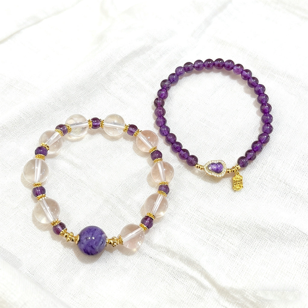 「知恵 · 学業」アメジストひょうたんペンダント - 知恵と幸運を招く守護の結晶