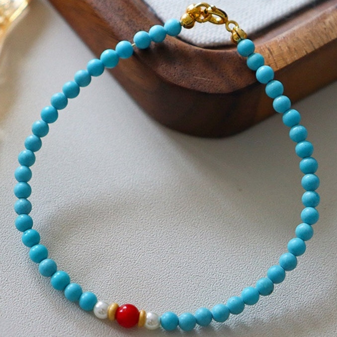 「開運・金運」ターコイズ＆天然シトリンブレスレット - 成功と富を呼ぶ守護のバランス