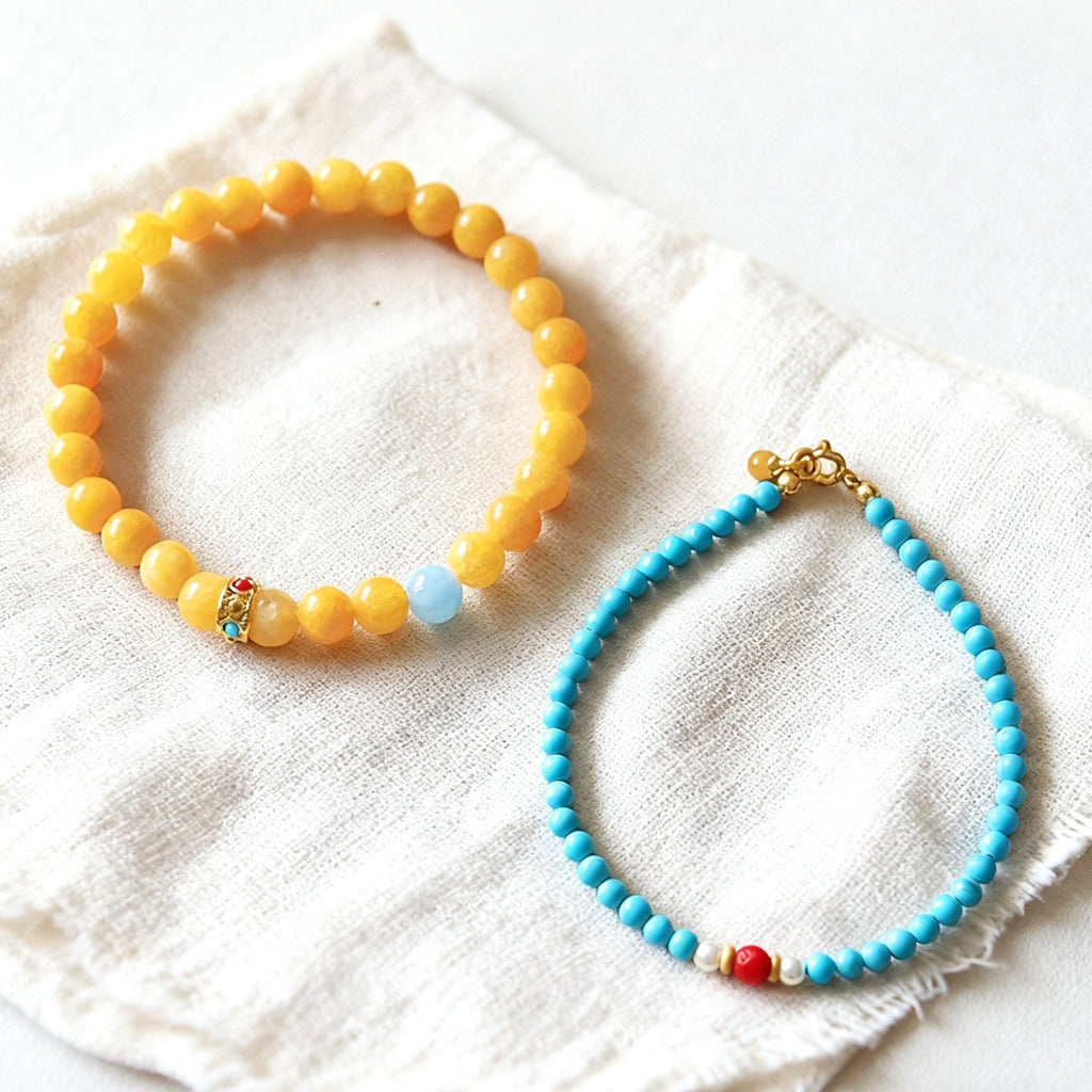 「開運・金運」ターコイズ＆天然シトリンブレスレット - 成功と富を呼ぶ守護のバランス