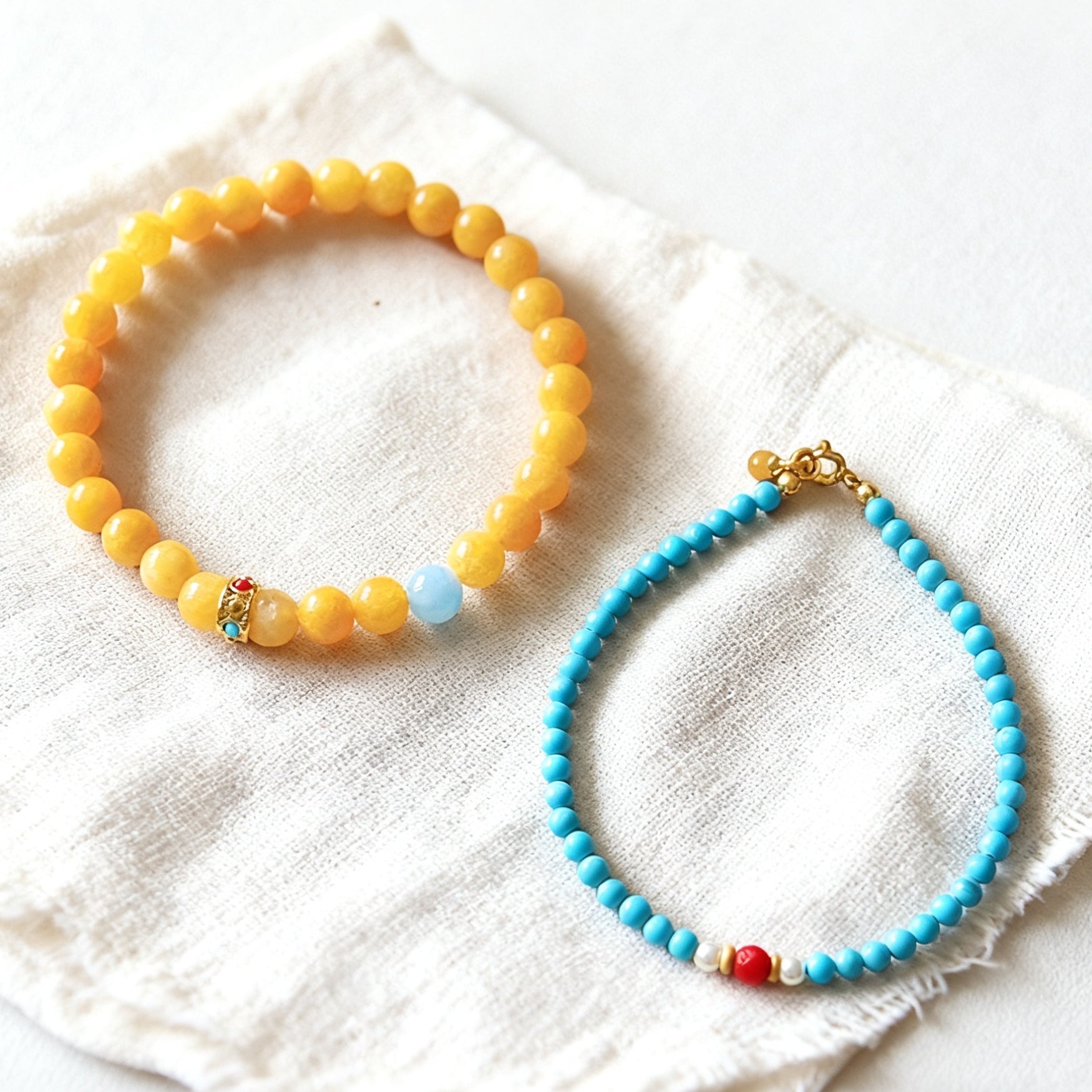 「開運・金運」ターコイズ＆天然シトリンブレスレット - 成功と富を呼ぶ守護のバランス