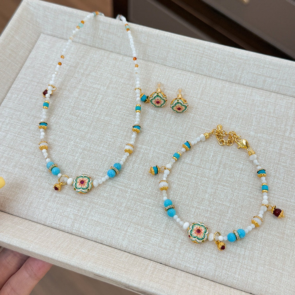 「活力・自信」ジルコン＆ルビー＆ターコイズ ジュエリーセット - 輝きと情熱と守護の調和