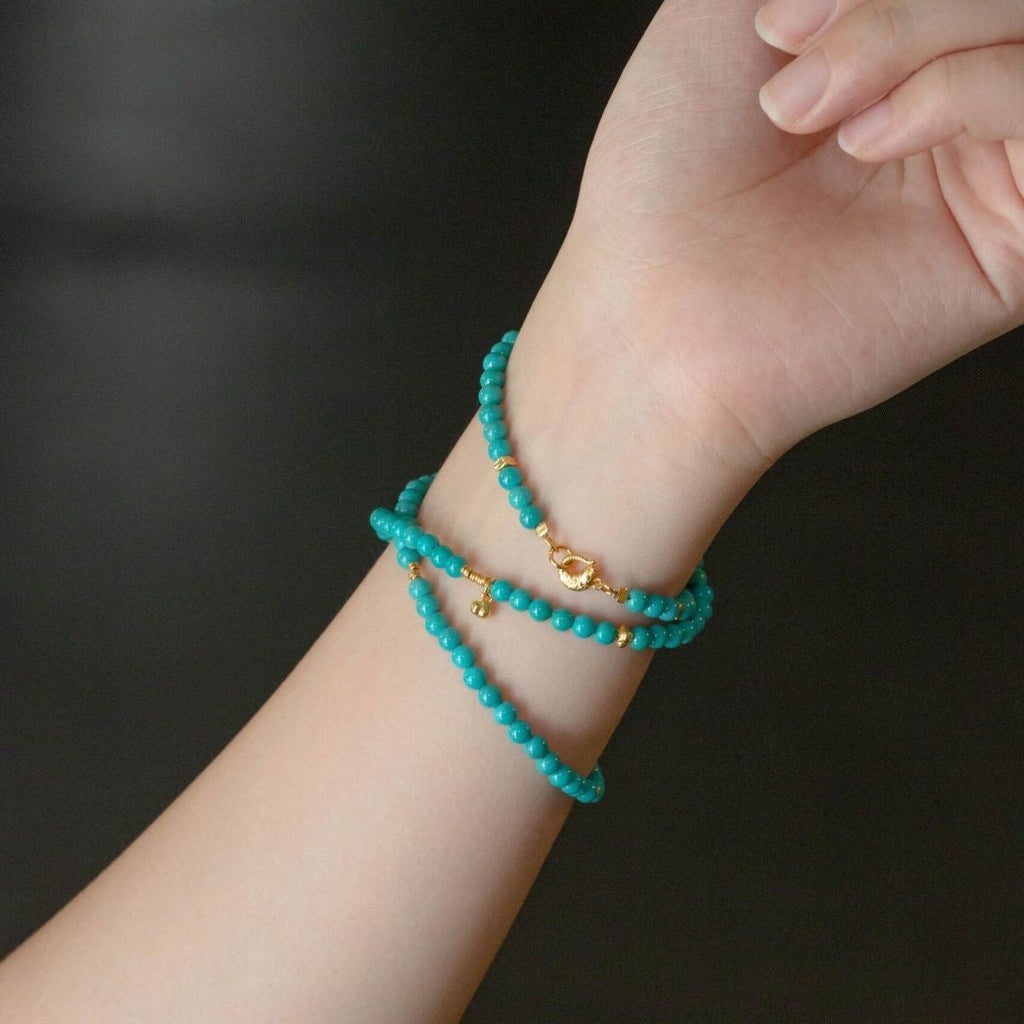 「開運・金運」2WAYターコイズチェーンブレス - 守護と幸運を呼ぶ 使い分け自由なターコイズ