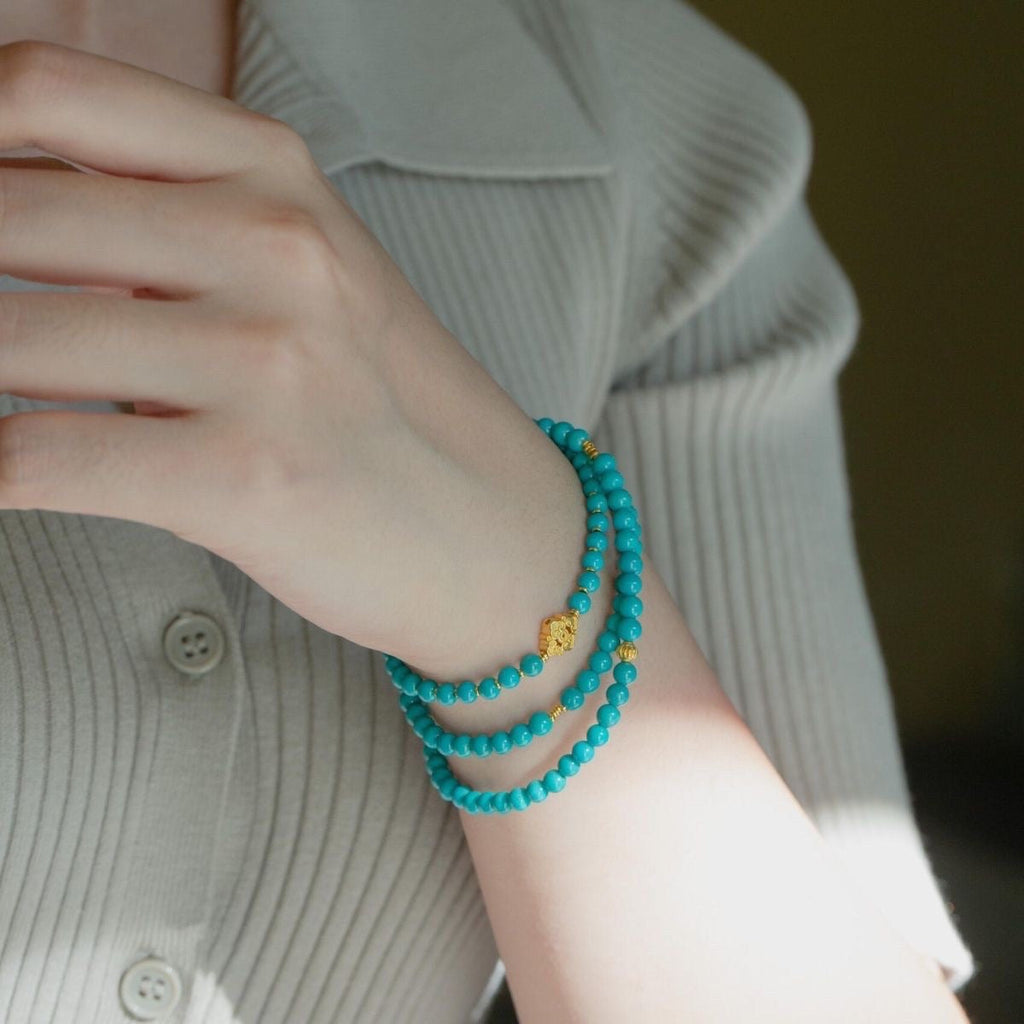 「開運・金運」2WAYターコイズチェーンブレス - 守護と幸運を呼ぶ 使い分け自由なターコイズ