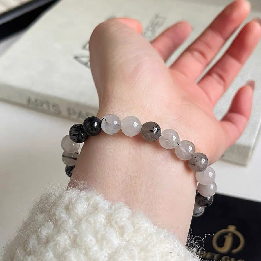 「 厄年開運・招財・魔除け」天然 ブラックルチルクォーツ ブレスレット