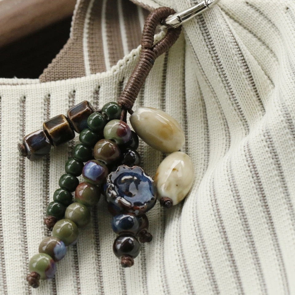 「手作」セラミックビーズのバッグチャーム