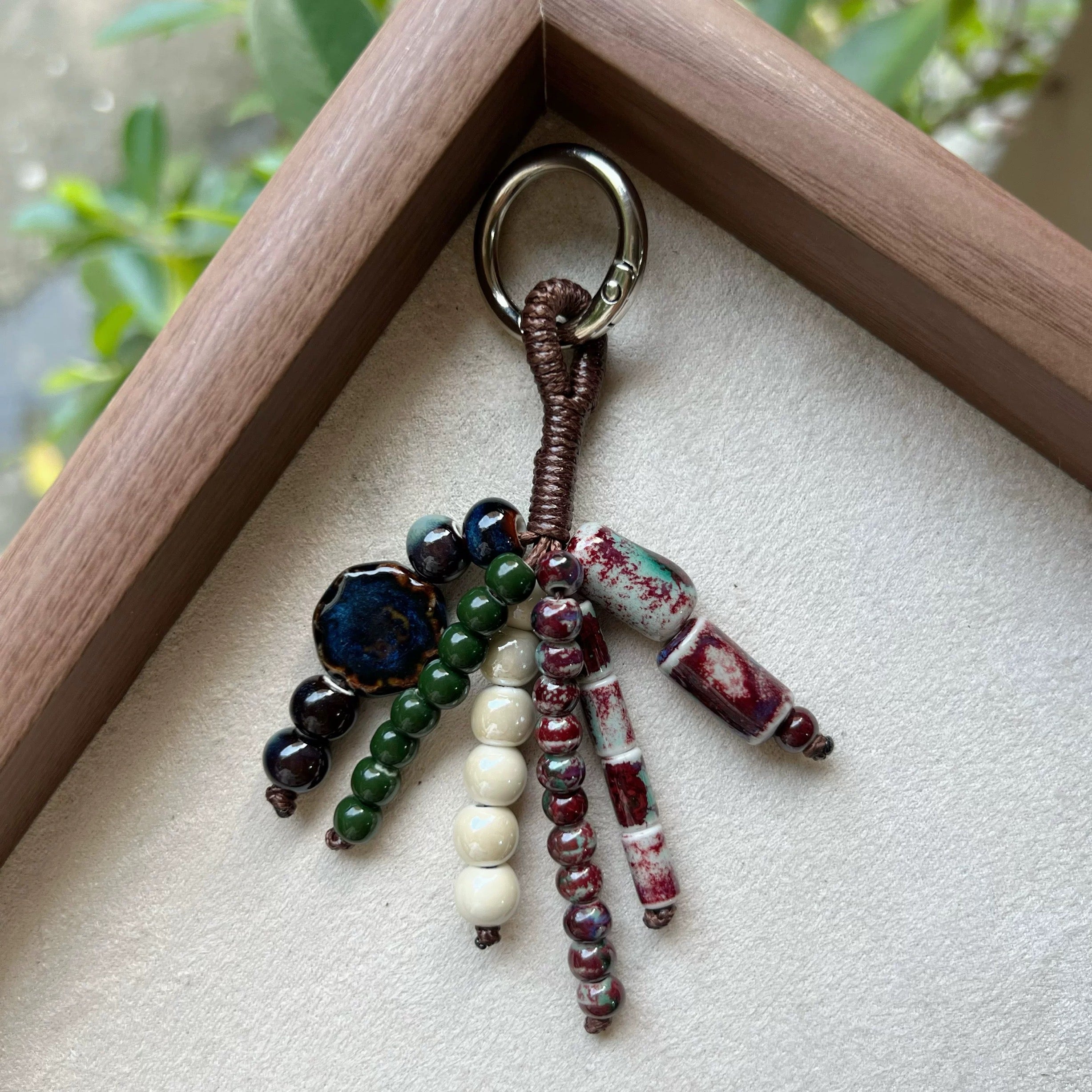 「手作」セラミックビーズのバッグチャーム