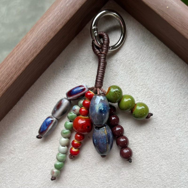 「手作」セラミックビーズのバッグチャーム