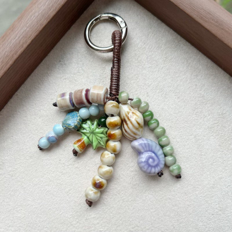 「手作」セラミックビーズのバッグチャーム