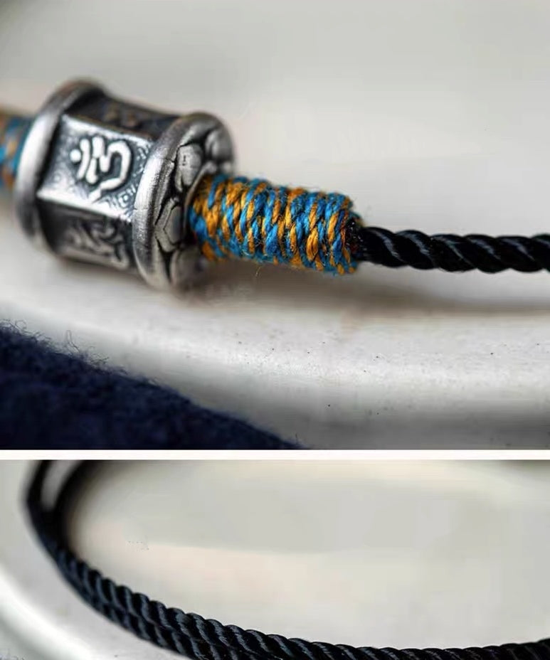 六字真言手編みブレスレット シルバーの装飾がもたらすファッションと守り