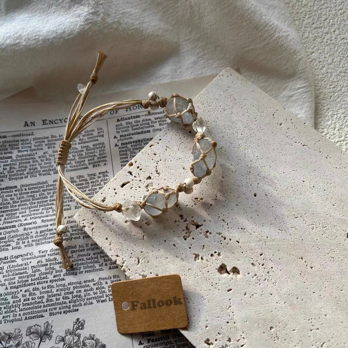 純粋手編み天然天青石クリスタル原石パワーブレスレットです