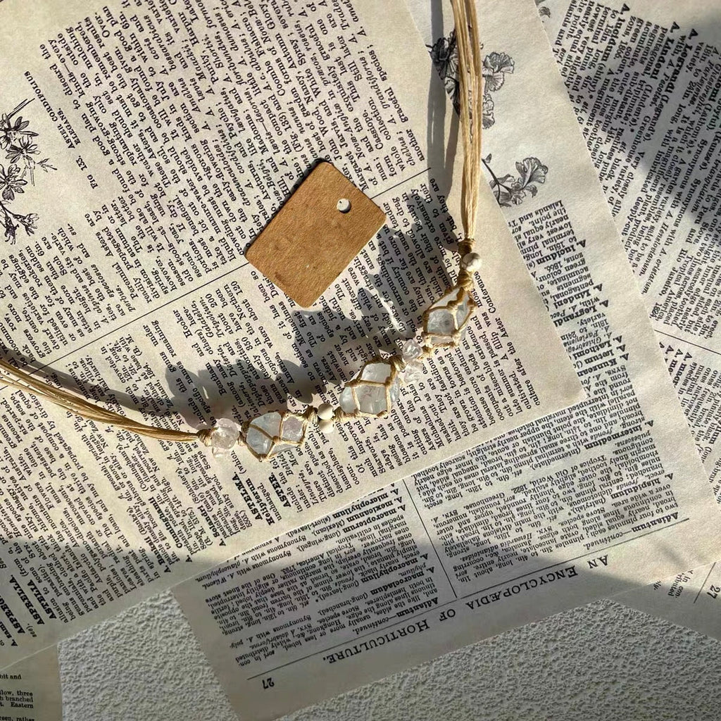 純粋手編み天然天青石クリスタル原石パワーブレスレットです