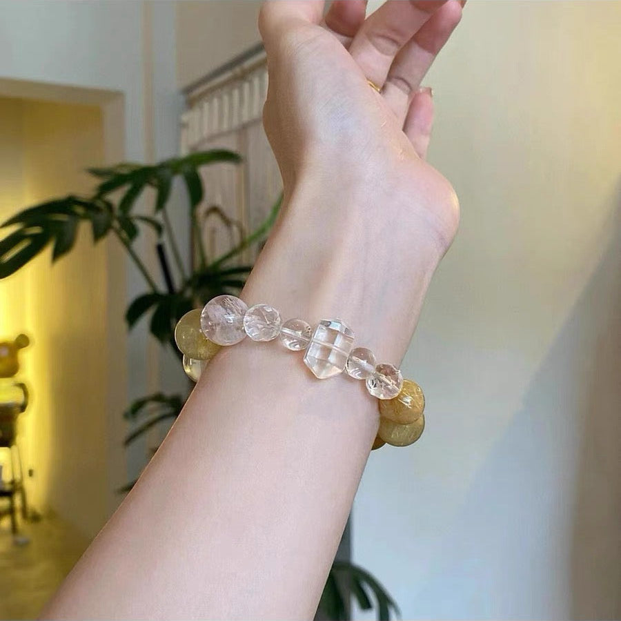 「春夏新作」天然黄水晶の財運アップ＆運気転換ブレスレット