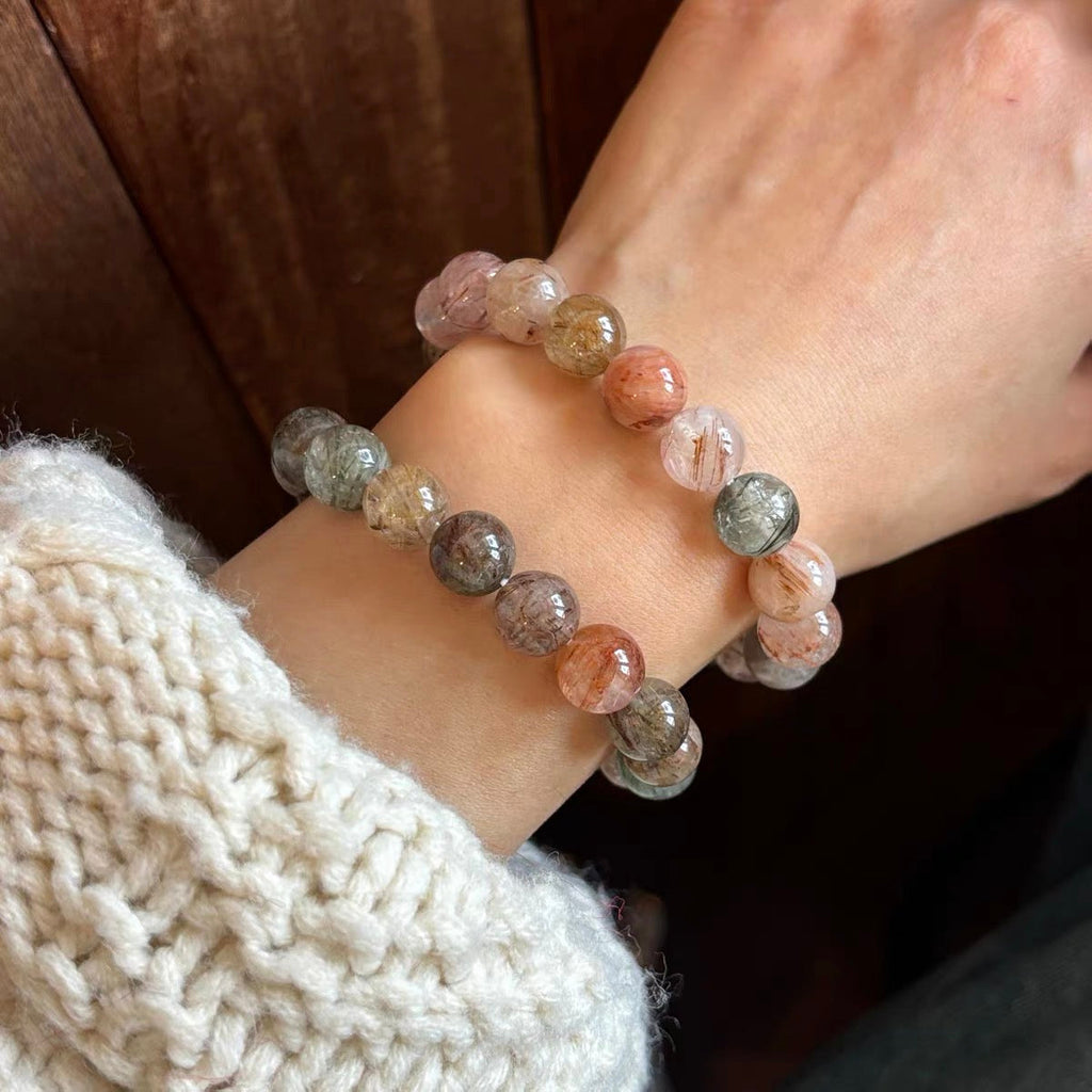 「春夏新作」手作りビーズ天然色水晶の手串