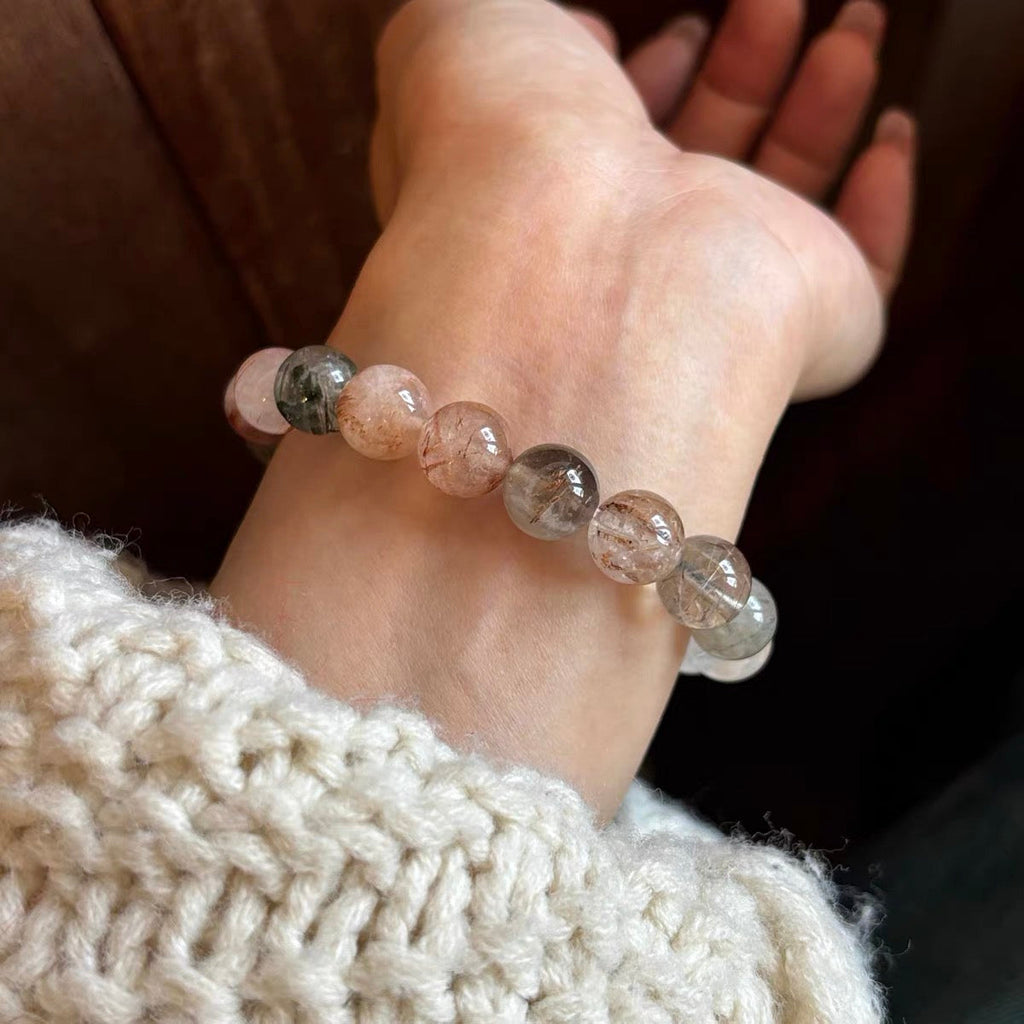 「春夏新作」手作りビーズ天然色水晶の手串
