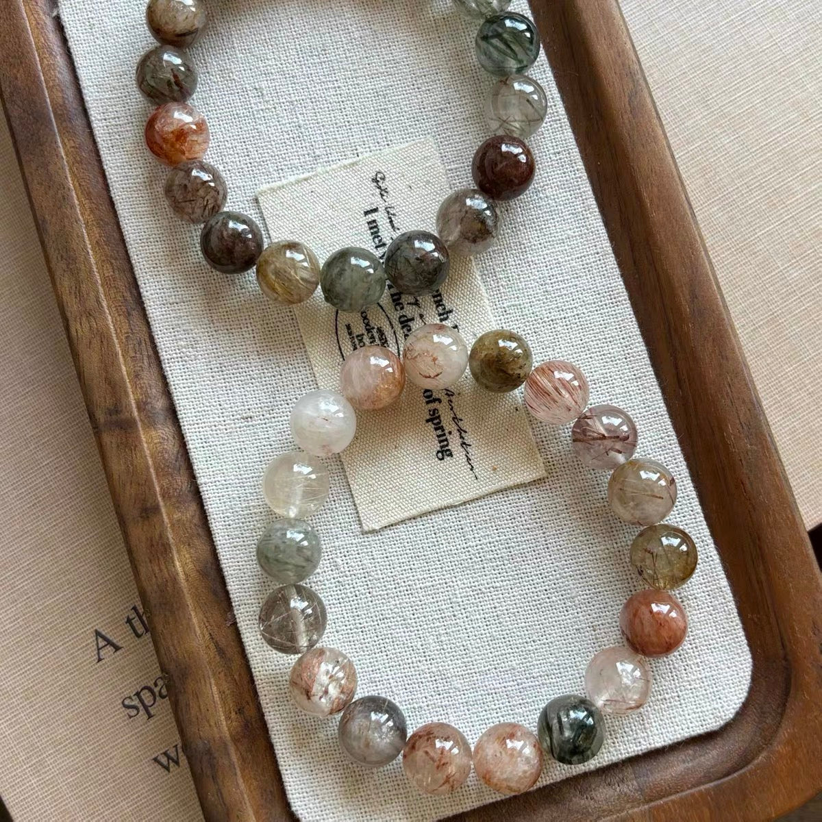 「春夏新作」手作りビーズ天然色水晶の手串