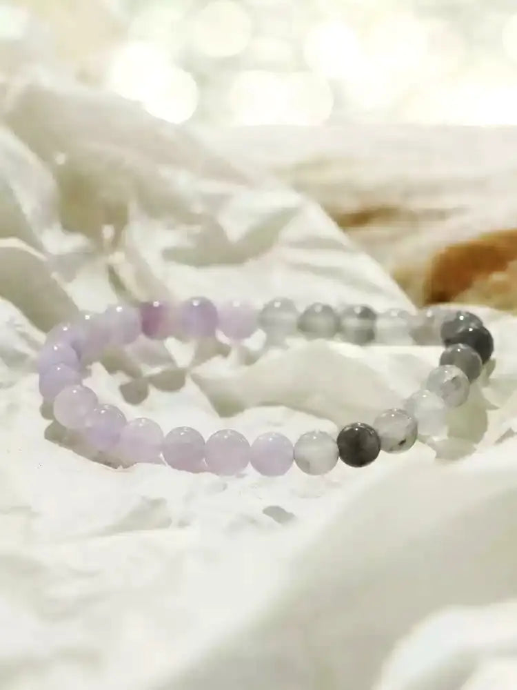 「浄化 · 安定」天然アメジスト雲模様ブレスレット - 穏やかな輝きと落ち着きをもたらす石