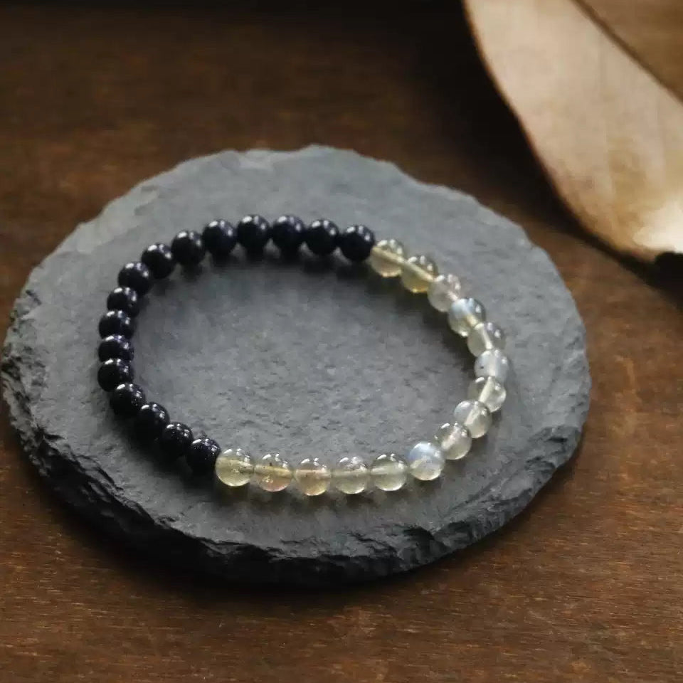 「知恵 · 学業」ブルークローブ＆ムーンストーンブレスレット