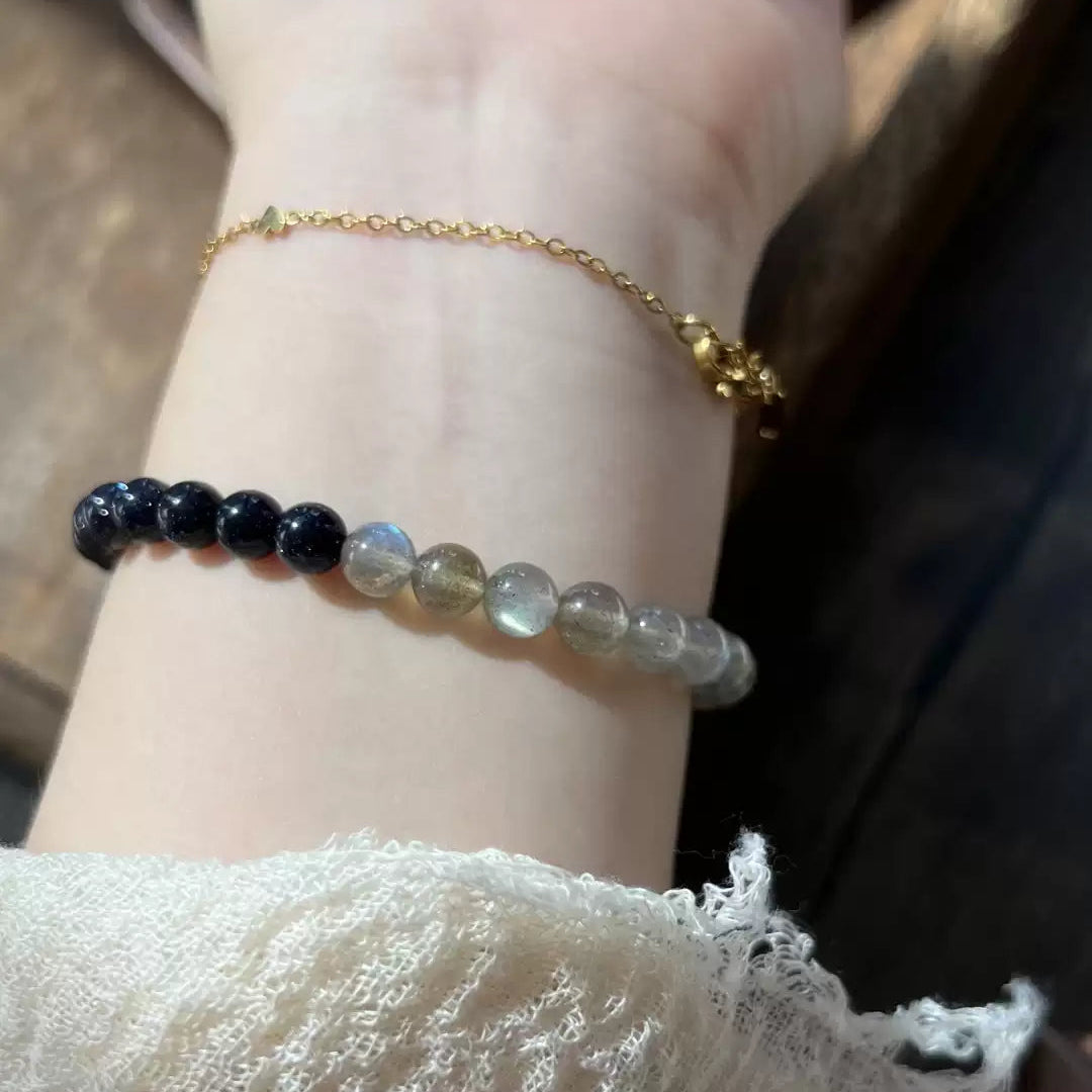 「知恵 · 学業」ブルークローブ＆ムーンストーンブレスレット
