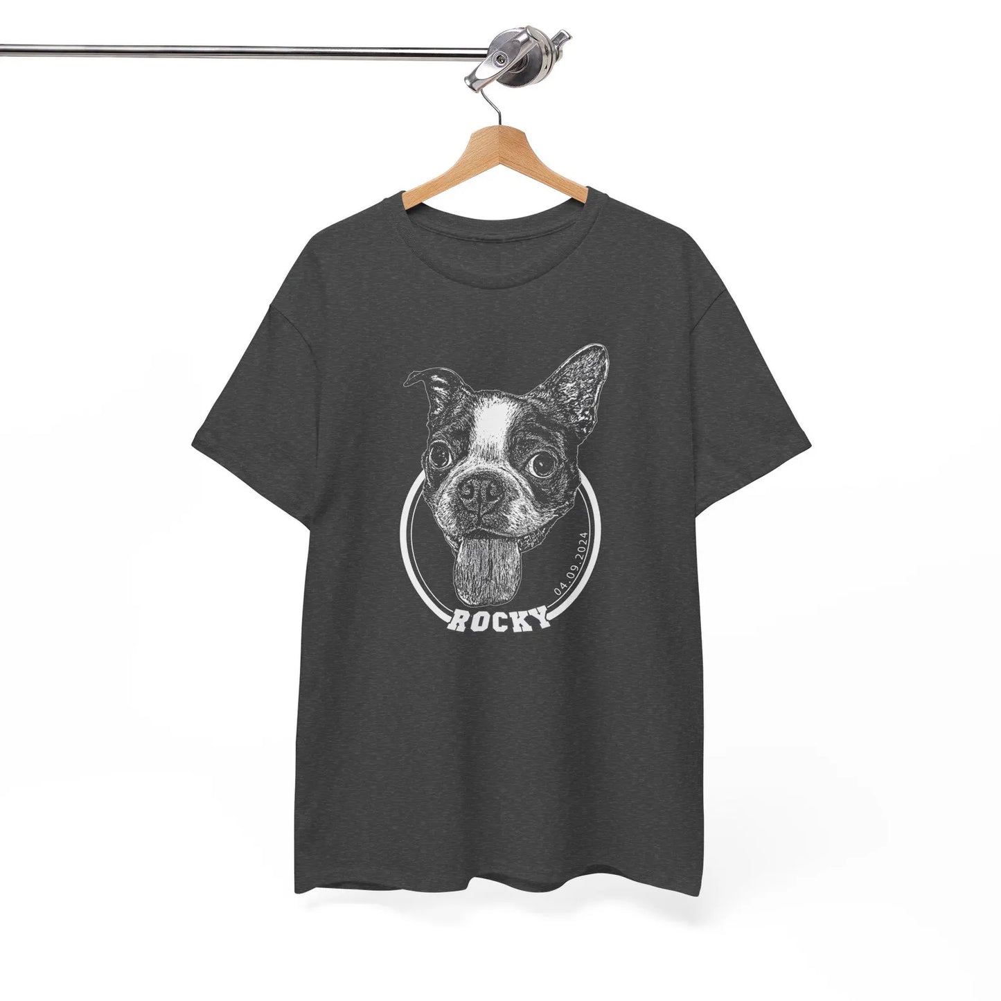 印絵 愛犬・愛猫ペット  写真オーダーメイドＴシャツ 線  大きな図案 「Black&White」