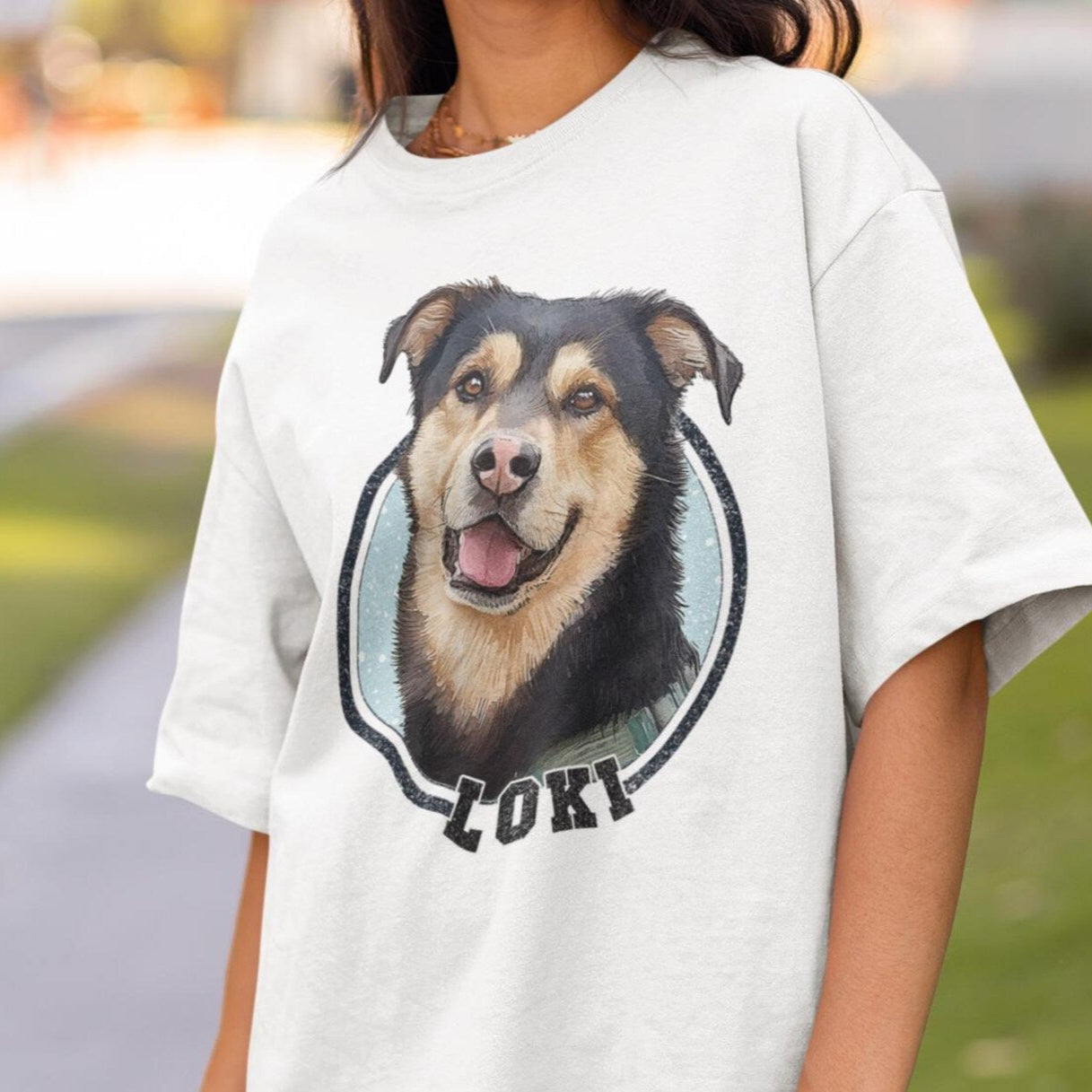 印絵 愛犬・愛猫ペット  写真オーダーメイドＴシャツ 線  大きな図案 「カラー」
