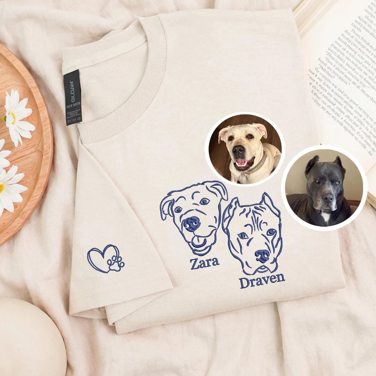 New Arrival! 刺繍 写真オーダーメイドＴシャツ 愛犬・愛猫ペット線画タイプ
