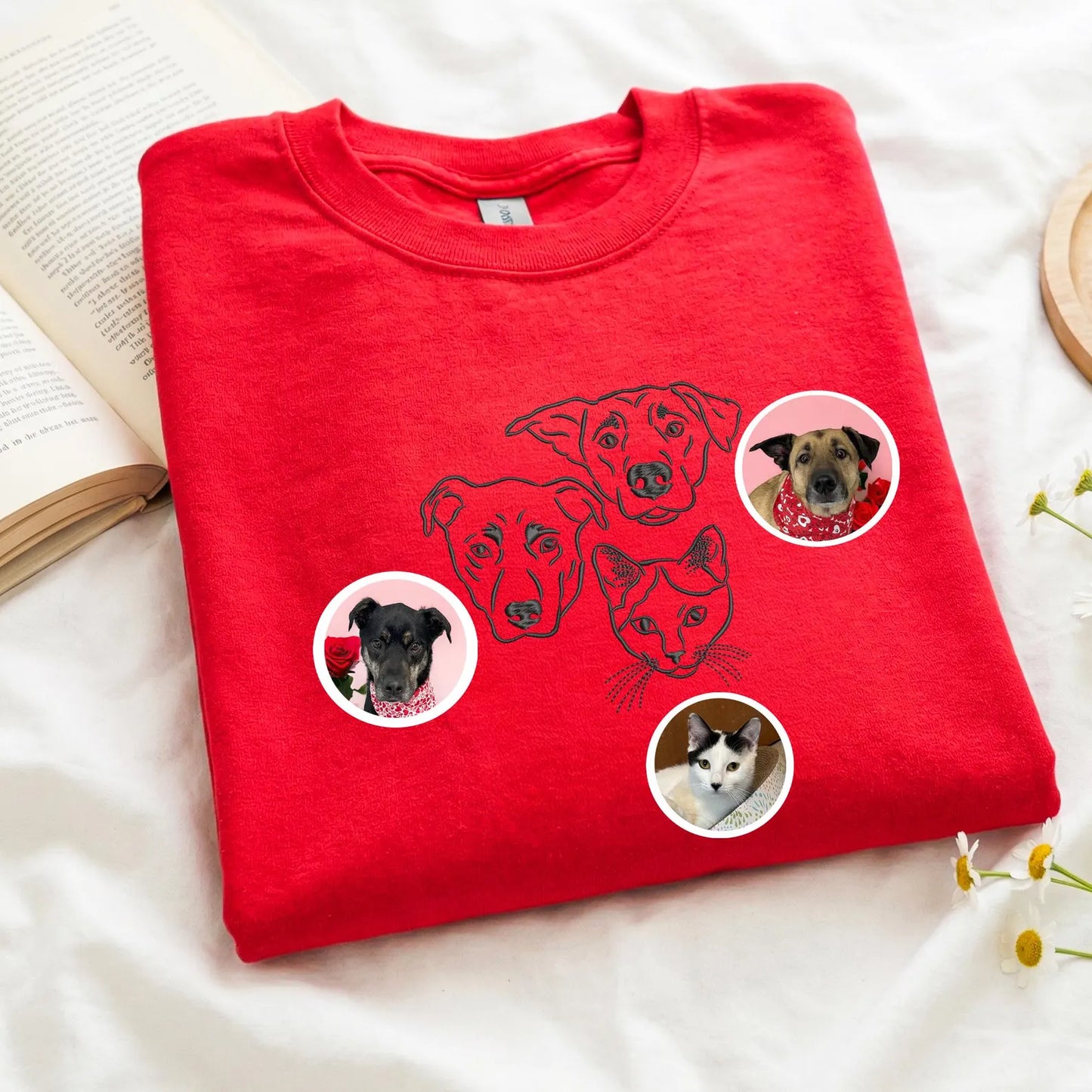 New Arrival! 刺繍 写真オーダーメイドＴシャツ 愛犬・愛猫ペット線画タイプ