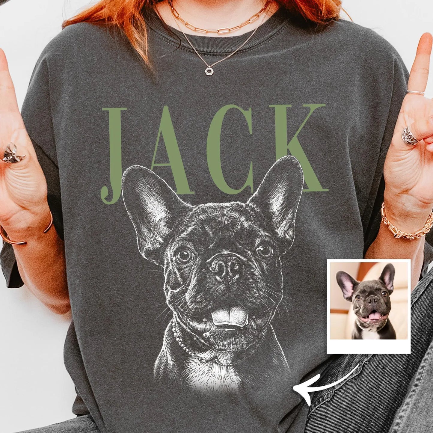犬や猫の写真入りオリジナルTシャツ – ヴィンテージスタイル