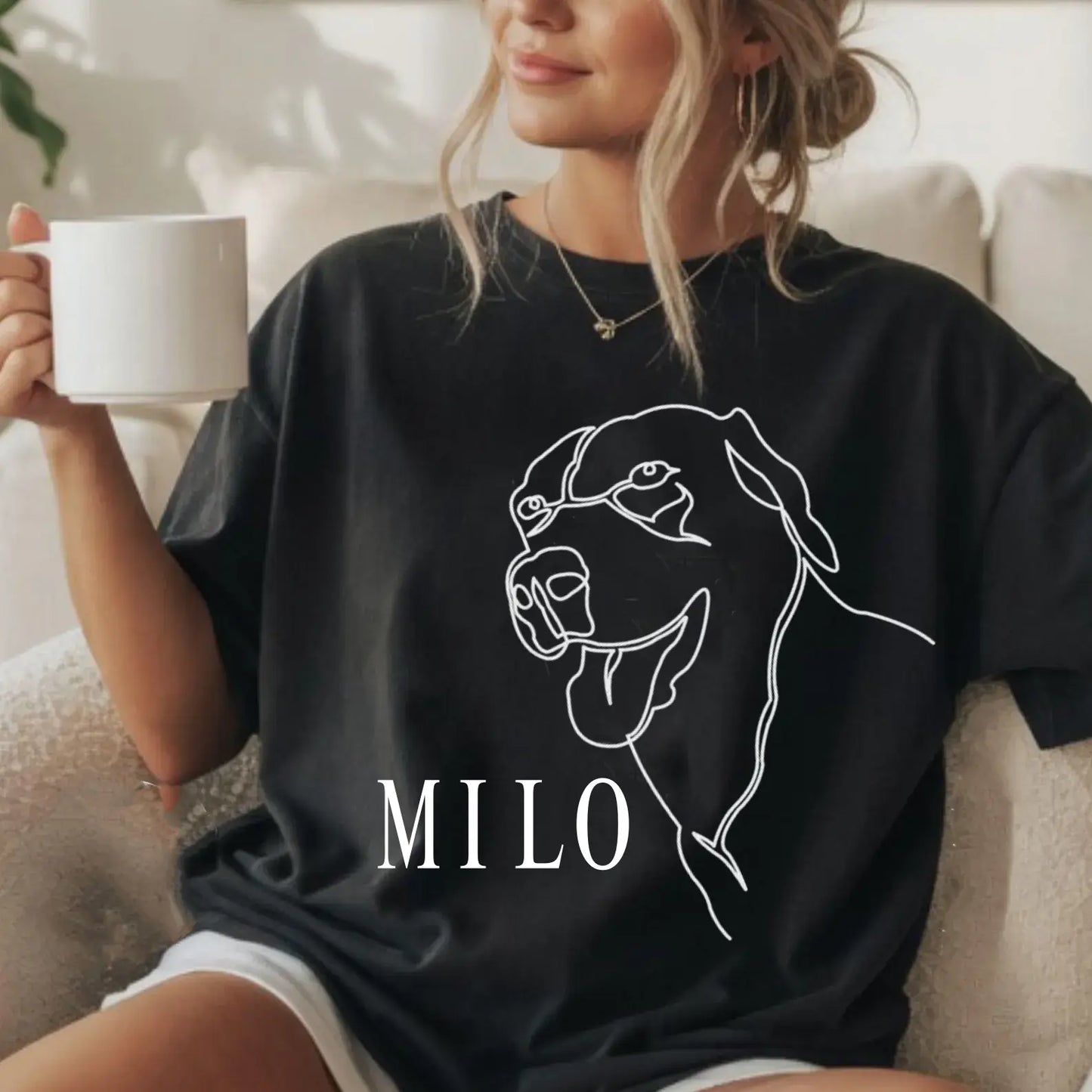 カスタムペットのラインアートTシャツ