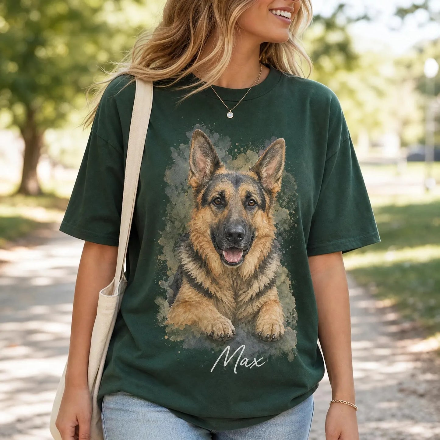 愛するペットの水彩画風オリジナルTシャツ