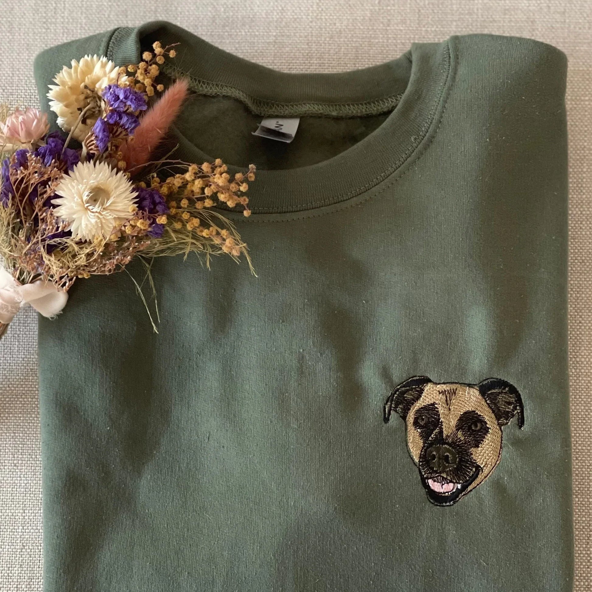❤️カスタム刺繍のペットのウォッシュタイプのレトロなトレーナー 肩落ち型です - Fallook
