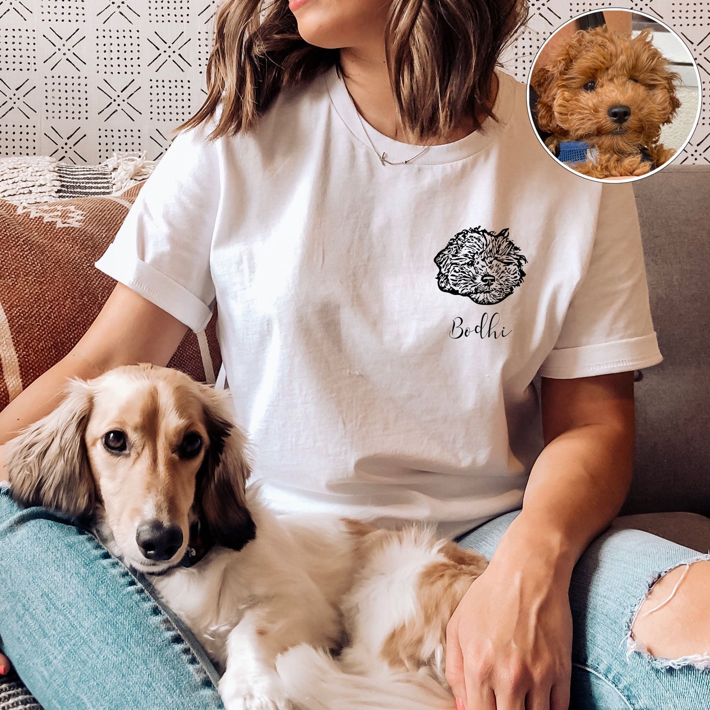 犬/猫/ペット/子供の写真 アバター を入れたカスタマイズされた Ｔシャツ - Fallook